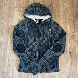 Billabong Patterned Hoodie with Elbow Patches Size: L